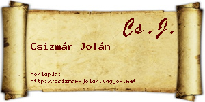 Csizmár Jolán névjegykártya